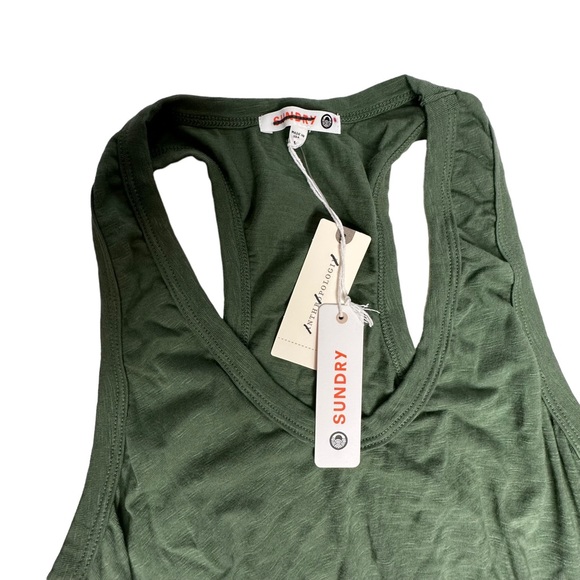 NWT Sundry for Anthropologie Ruched Jersey Tank Dress Green S - Picture 9 of 14